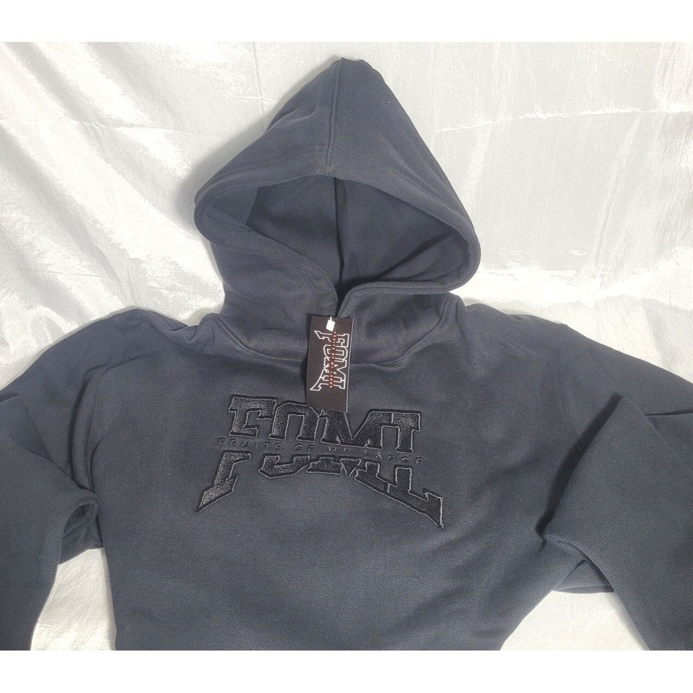 FOML Fruits of My Labor Men's 3D Embroidered Stitch‎ Logo Hoodie Black 3XL